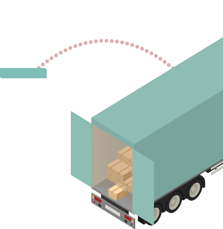Camion che carica i pacchi dal magazzino