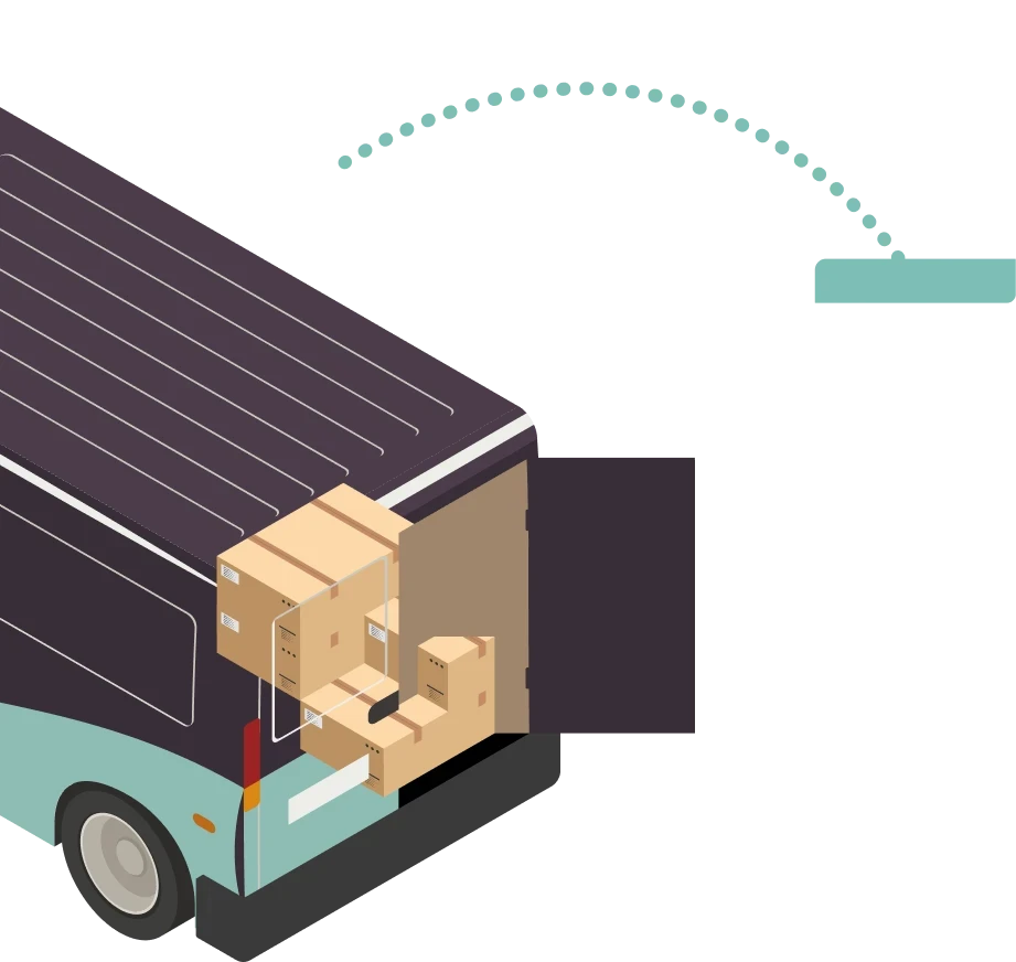Furgone con pacchi pronti per la consegna eCommerce