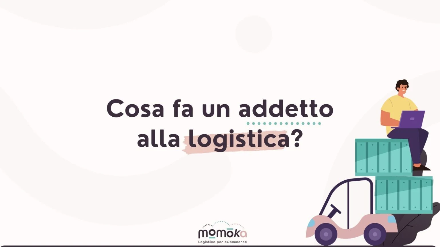 Addetto alla logistica eCommerce a lavoro su delle casse su un carrello elevatore