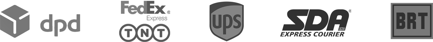 Loghi corrieri partner Momokacorp: spedizioni e-commerce nazionali e internazionali con DPD, FedEx, UPS, TNT, SDA e BRT.